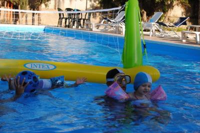 family in the pool